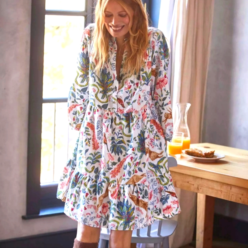 Anthropologie Kelly Louise Judd Whimsical Flannel Sleep Mini Dress XS